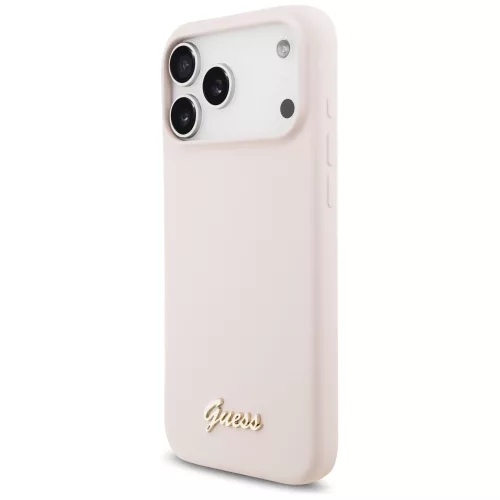 Guess - Silicone Script Metal Logo MagSafe (GUHMP18XSMBSLP) - iPhone 18 Pro Max / iPhone 17 Pro Max - Pink