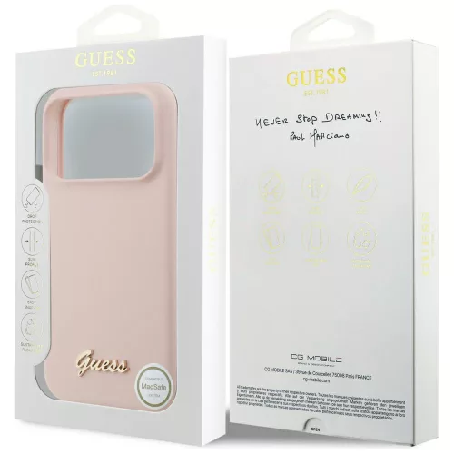 Guess - Silicone Script Metal Logo MagSafe (GUHMP18XSMBSLP) - iPhone 18 Pro Max / iPhone 17 Pro Max - Pink