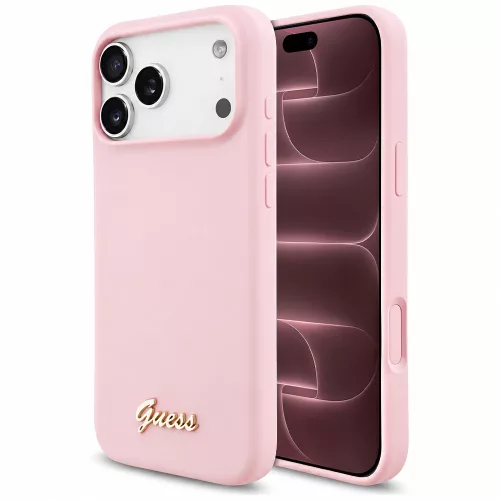 Guess - Silicone Script Metal Logo MagSafe (GUHMP18XSMBSLP) - iPhone 18 Pro Max / iPhone 17 Pro Max - Pink