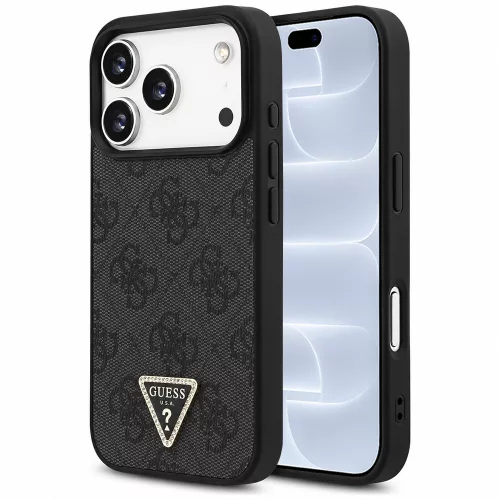 Guess - Leather 4G Triangle Strass MagSafe (GUHMP18LP4TDPLK) - iPhone 18 Pro / iPhone 17 Pro - Black