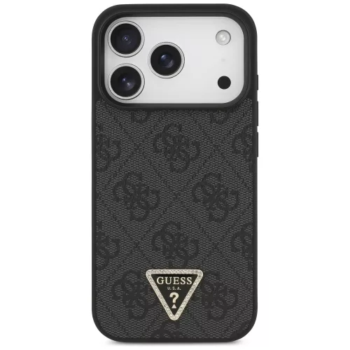 Guess - Leather 4G Triangle Strass MagSafe (GUHMP18LP4TDPLK) - iPhone 18 Pro / iPhone 17 Pro - Black