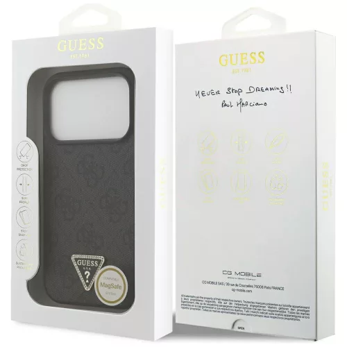 Guess - Leather 4G Triangle Strass MagSafe (GUHMP18LP4TDPLK) - iPhone 18 Pro / iPhone 17 Pro - Black