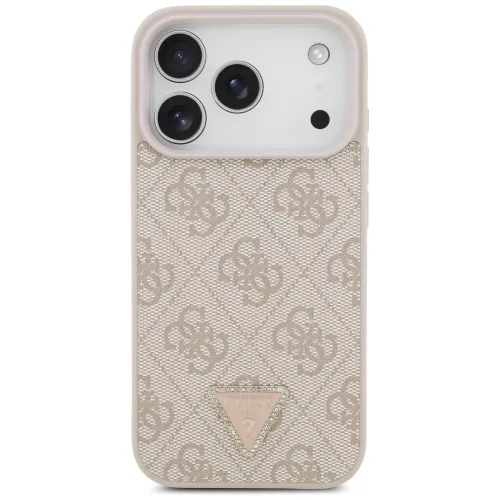 Guess - Leather 4G Triangle Strass MagSafe (GUHMP18LP4TDPP) - iPhone 18 Pro / iPhone 17 Pro - Pink