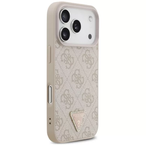 Guess - Leather 4G Triangle Strass MagSafe (GUHMP18LP4TDPP) - iPhone 18 Pro / iPhone 17 Pro - Pink