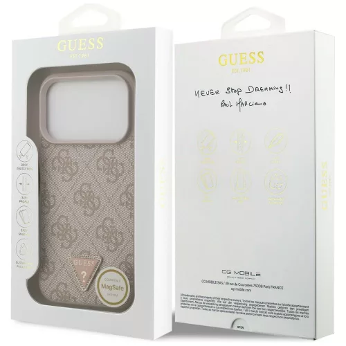 Guess - Leather 4G Triangle Strass MagSafe (GUHMP18LP4TDPP) - iPhone 18 Pro / iPhone 17 Pro - Pink