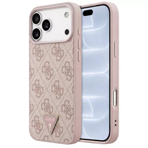 Guess - Leather 4G Triangle Strass MagSafe (GUHMP18LP4TDPP) - iPhone 18 Pro / iPhone 17 Pro - Pink