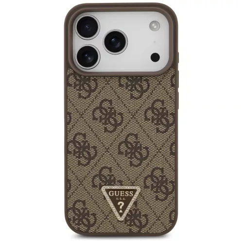 Guess - Leather 4G Triangle Strass MagSafe (GUHMP18LP4TDPW) - iPhone 18 Pro / iPhone 17 Pro - Brown