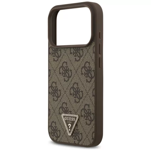 Guess - Leather 4G Triangle Strass MagSafe (GUHMP18LP4TDPW) - iPhone 18 Pro / iPhone 17 Pro - Brown