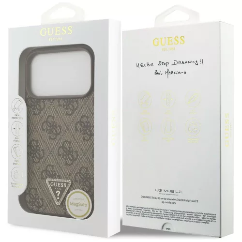 Guess - Leather 4G Triangle Strass MagSafe (GUHMP18LP4TDPW) - iPhone 18 Pro / iPhone 17 Pro - Brown