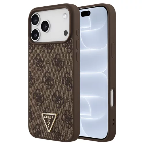 Guess - Leather 4G Triangle Strass MagSafe (GUHMP18LP4TDPW) - iPhone 18 Pro / iPhone 17 Pro - Brown