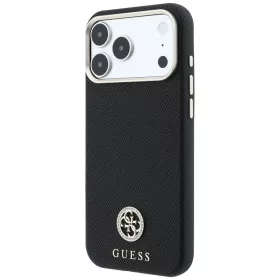   Guess - Grained Leather Round Strass Logo MagSafe (GUHMP18X6PSRMDEK) - iPhone 18 Pro Max / iPhone 17 Pro Max - Black