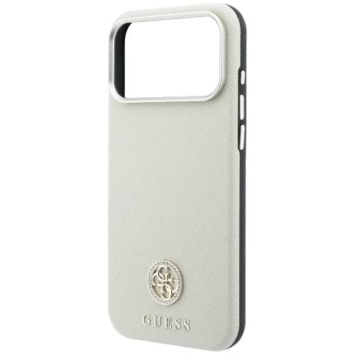 Guess - Grained Leather Round Strass Logo MagSafe (GUHMP18X6PSRMDEE) - iPhone 18 Pro Max / iPhone 17 Pro Max - Beige