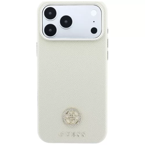 Guess - Grained Leather Round Strass Logo MagSafe (GUHMP18L6PSRMDEE) - iPhone 18 Pro / iPhone 17 Pro - Beige