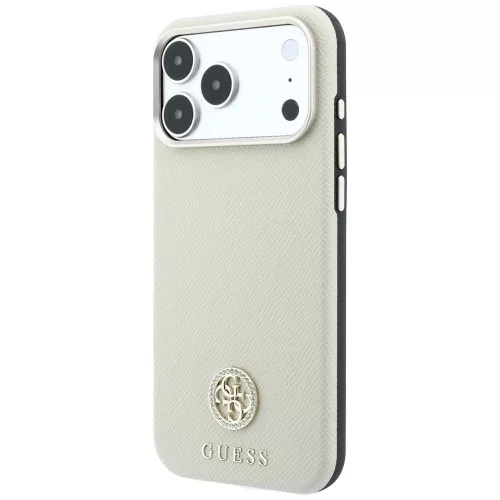 Guess - Grained Leather Round Strass Logo MagSafe (GUHMP18L6PSRMDEE) - iPhone 18 Pro / iPhone 17 Pro - Beige
