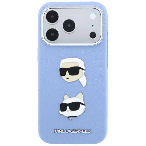 Karl Lagerfeld - Saffiano with K&C Heads Pins and Logo (KLHCP18XPSWFDHPB) - iPhone 18 Pro Max / iPhone 17 Pro Max - Light Blue
