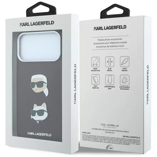 Karl Lagerfeld - Saffiano with K&C Heads Pins and Logo (KLHCP18LPSWFDHPR) - iPhone 18 Pro / iPhone 17 Pro - Burgundy