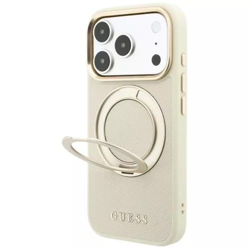 Guess - Grained Leather Ring Stand 360 Classic MagSafe (GUHMP18X6PSGRSCLE) - iPhone 18 Pro Max / iPhone 17 Pro Max - Beige