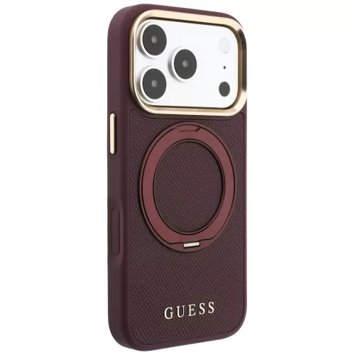 Guess - Grained Leather Ring Stand 360 Classic MagSafe (GUHMP18X6PSGRSCLU) - iPhone 18 Pro Max / iPhone 17 Pro Max - Burgundy