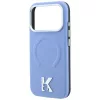 Karl Lagerfeld - Grained Leather Embossed Ring MagSafe (KLHMP18L6PWBKECB) - iPhone 18 Pro / iPhone 17 Pro - Light Blue