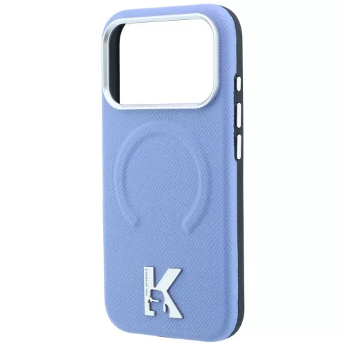 Karl Lagerfeld - Grained Leather Embossed Ring MagSafe (KLHMP18L6PWBKECB) - iPhone 18 Pro / iPhone 17 Pro - Light Blue