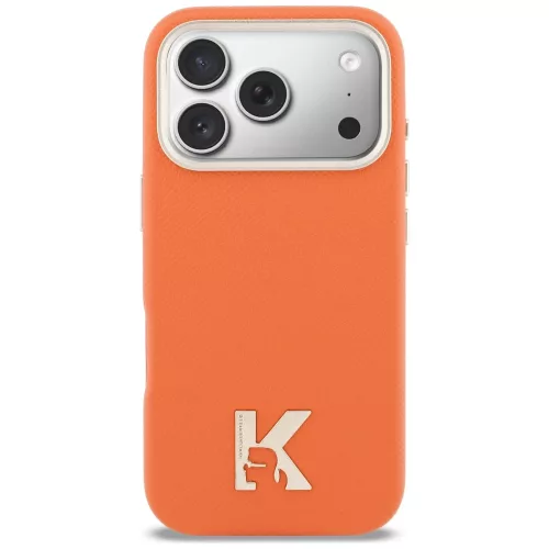Karl Lagerfeld - Leather FW with KHead Logo MagSafe (KLHMP18L5PGFKHGO) - iPhone 18 Pro / iPhone 17 Pro - Orange