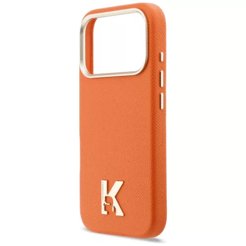 Karl Lagerfeld - Leather FW with KHead Logo MagSafe (KLHMP18L5PGFKHGO) - iPhone 18 Pro / iPhone 17 Pro - Orange