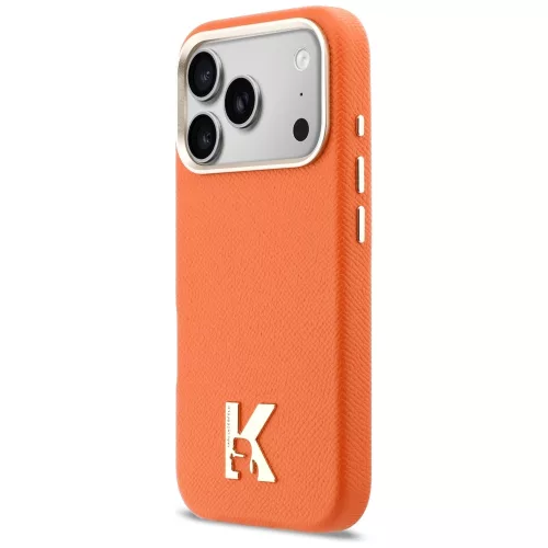 Karl Lagerfeld - Leather FW with KHead Logo MagSafe (KLHMP18L5PGFKHGO) - iPhone 18 Pro / iPhone 17 Pro - Orange