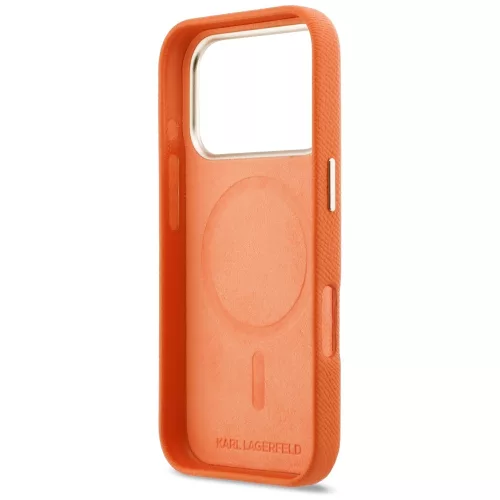 Karl Lagerfeld - Leather FW with KHead Logo MagSafe (KLHMP18L5PGFKHGO) - iPhone 18 Pro / iPhone 17 Pro - Orange