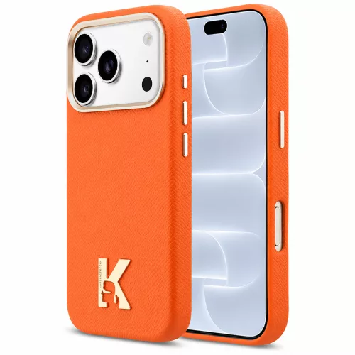 Karl Lagerfeld - Leather FW with KHead Logo MagSafe (KLHMP18L5PGFKHGO) - iPhone 18 Pro / iPhone 17 Pro - Orange