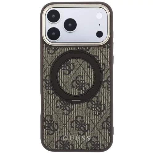 Guess - Ring Stand 360 4G Leather Classic Logo MagSafe (GUHMP18L6PS4RSCLW) - iPhone 18 Pro / iPhone 17 Pro - Brown