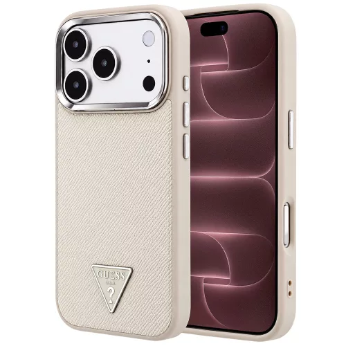 Guess - Grained Triangle Logo MagSafe (GUHMP18XPGSMTLSE) - iPhone 18 Pro Max / iPhone 17 Pro Max - Beige
