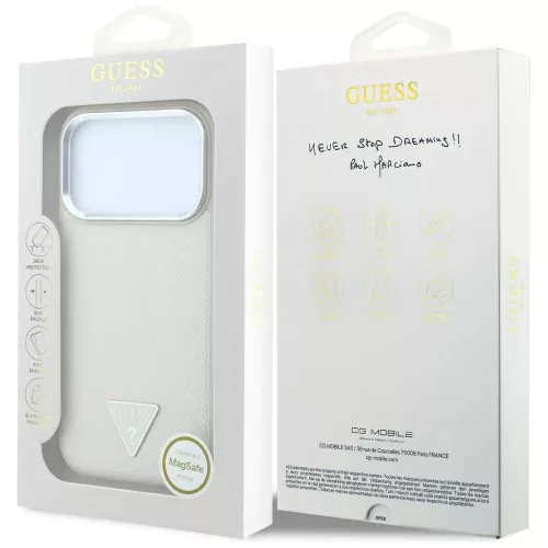 Guess - Grained Triangle Logo MagSafe (GUHMP18LPGSMTLSE) - iPhone 18 Pro / iPhone 17 Pro - Beige
