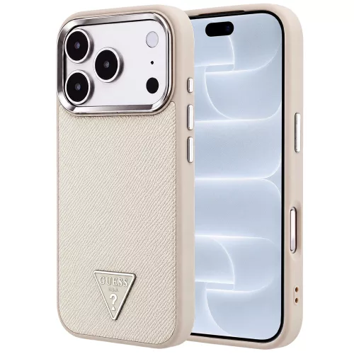 Guess - Grained Triangle Logo MagSafe (GUHMP18LPGSMTLSE) - iPhone 18 Pro / iPhone 17 Pro - Beige