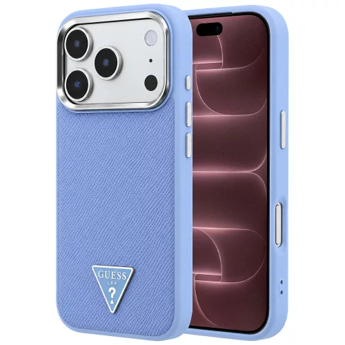 Guess - Grained Triangle Logo MagSafe (GUHMP18XPGSMTLSB) - iPhone 18 Pro Max / iPhone 17 Pro Max - Light Blue
