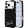 Karl Lagerfeld - Grained Leather with Resin Sign Logo MagSafe (KLHMP18L6PWKSRSK) - iPhone 18 Pro / iPhone 17 Pro - Black