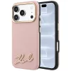 Karl Lagerfeld - Grained Leather with Resin Sign Logo MagSafe (KLHMP18L6PWKSRSP) - iPhone 18 Pro / iPhone 17 Pro - Pink