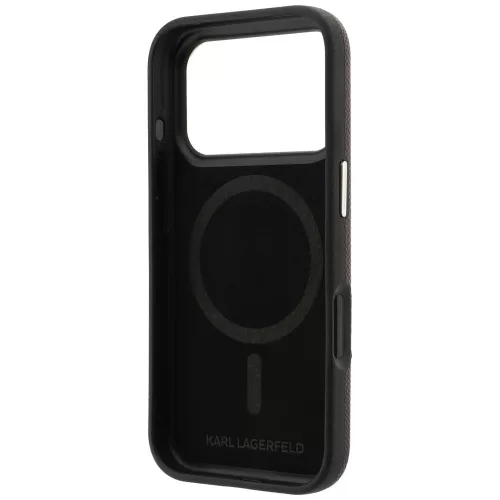 Karl Lagerfeld - Grained Leather with Resin Sign Logo MagSafe (KLHMP18L6PWKSRSR) - iPhone 18 Pro / iPhone 17 Pro - Burgundy