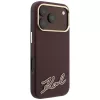 Karl Lagerfeld - Grained Leather Resin Sign Logo MagSafe (KLHMP18X6PWKSRSR) - iPhone 18 Pro Max / iPhone 17 Pro Max - Burgundy