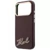 Karl Lagerfeld - Grained Leather Resin Sign Logo MagSafe (KLHMP18X6PWKSRSR) - iPhone 18 Pro Max / iPhone 17 Pro Max - Burgundy
