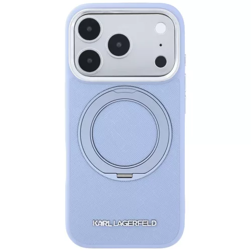 Karl Lagerfeld - Saffiano Ring Stand 360° Classic Logo (KLHMP18X6PSARSKMB) - iPhone 18 Pro Max / iPhone 17 Pro Max - Light Blue