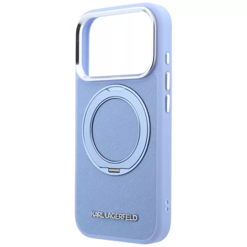 Karl Lagerfeld - Saffiano Ring Stand 360° Classic Logo (KLHMP18X6PSARSKMB) - iPhone 18 Pro Max / iPhone 17 Pro Max - Light Blue