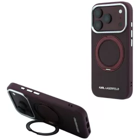   Karl Lagerfeld - Leather Ring Stand 360° Classic Logo (KLHMP18X6PSARSKMR) - iPhone 18 Pro Max / iPhone 17 Pro Max - Burgundy