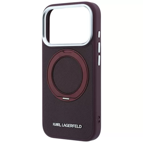 Karl Lagerfeld - Leather Ring Stand 360° Classic Logo (KLHMP18X6PSARSKMR) - iPhone 18 Pro Max / iPhone 17 Pro Max - Burgundy