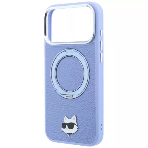 Karl Lagerfeld - Leather Ring Stand 360 C Pin MagSafe (KLHMP18LPSRSCHHB) - iPhone 18 Pro / iPhone 17 Pro - Light Blue