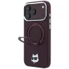 Karl Lagerfeld - Leather Ring Stand 360 C Pin MagSafe (KLHMP18LPSRSCHHR) - iPhone 18 Pro / iPhone 17 Pro - Burgundy