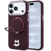 Karl Lagerfeld - Leather Ring Stand 360 C Pin MagSafe (KLHMP18LPSRSCHHR) - iPhone 18 Pro / iPhone 17 Pro - Burgundy