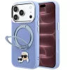 Karl Lagerfeld - Leather Ring Stand 360 KC Pin MagSafe (KLHMP18XPSRSKCHB) - iPhone 18 Pro Max / iPhone 17 Pro Max - Light Blue