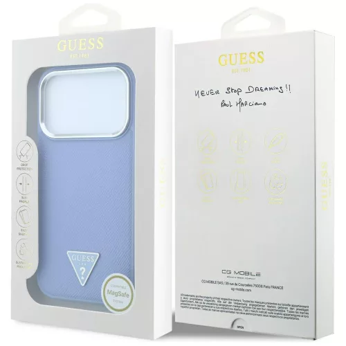 Guess - Grained Triangle Logo MagSafe (GUHMP18LPGSMTLSB) - iPhone 18 Pro / iPhone 17 Pro - Light Blue