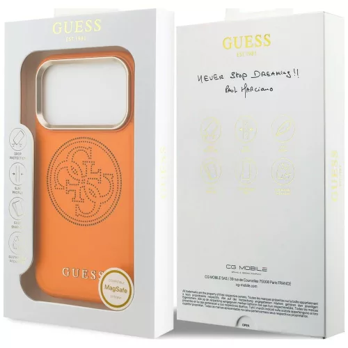 Guess - Leather Perforated 4G MagSafe (GUHMP18L5PG4SRGO) - iPhone 18 Pro / iPhone 17 Pro - Orange