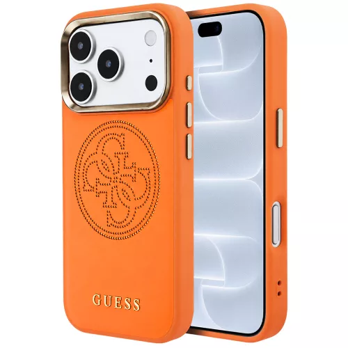 Guess - Leather Perforated 4G MagSafe (GUHMP18L5PG4SRGO) - iPhone 18 Pro / iPhone 17 Pro - Orange